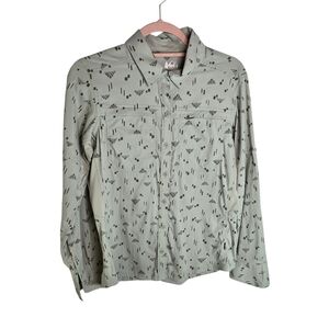 Rei Co-op Sahara Pattern Green Print Hiking Outdoor Long Sleeve Shirt